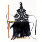 1 pair, Bohemian Gothic faux feather gloves, monochrome lace sequined lace-up hook gloves, Halloween party dress-up wristbands — image 14 of 17