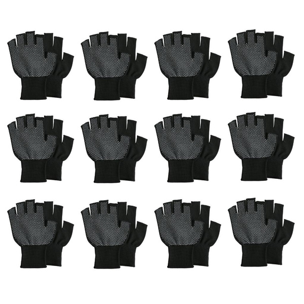 12Pair Fingerless Glove Nonslip Half Fingers Glove Breathable Fitness Gloves — image 1 of 13