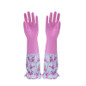 Winter Long Cuff Rubber Gloves with Floral Pattern – Thickened, Durable Kitchen Dishwashing, Laundry & Household Chores Gloves — image 8 of 21