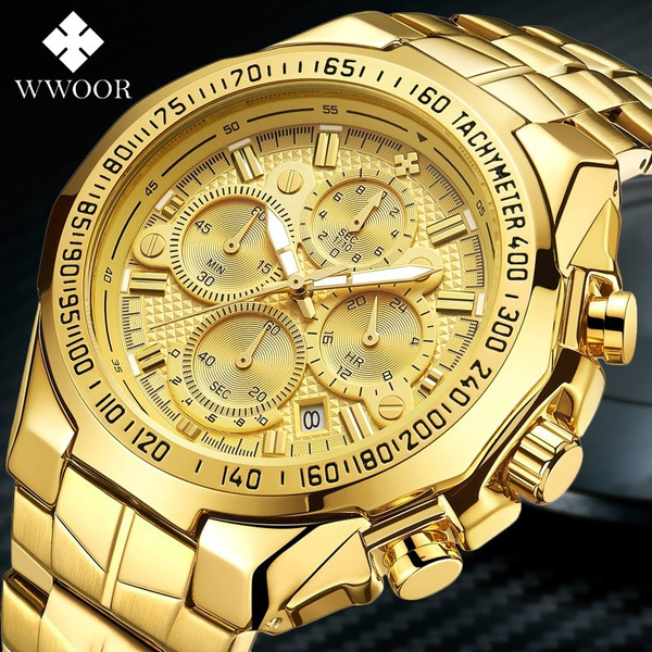 Marque De Luxe Pour Hommes WWOOR Montres De Sport Hommes Mode Casual Dress Golden Chronograph Watch Homme Big Dial Homme Montre-bracelet Relogio Masculino — image 1 of 21