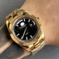 Black Crystal Log Watch for Men – Automatic Mechanical Movement, Stainless Steel Band, Water-Resistant, Dual Calendar Display — image 7 of 22