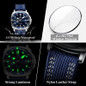 Luxury Trendy Man Wristwatch Square Dial Waterproof Luminous Date Week Men Watch Simple Business Quartz Leather Men's Watches Reloj — image 6 of 31