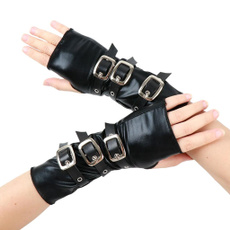 Punk PU Leather Fingerless Gloves with Metal Clasp Fashion Cosplay Costume Props — image 3 of 11