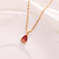 Water Drop Pendant Necklace Stud Earrings Woman 18K Yellow Gold Filled Womens Jewellery Red Crystal Jewellery Set — image 7 of 8