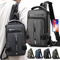 Men's Crossbody Bag, Multi-functional Waterproof Casual Shoulder Bag Fashion Single Shoulder Crossbody Bag Shoulder Backpack With USB Charging Port, Multiple Pockets For Hiking Cycling Mountaineering — image 2 of 34