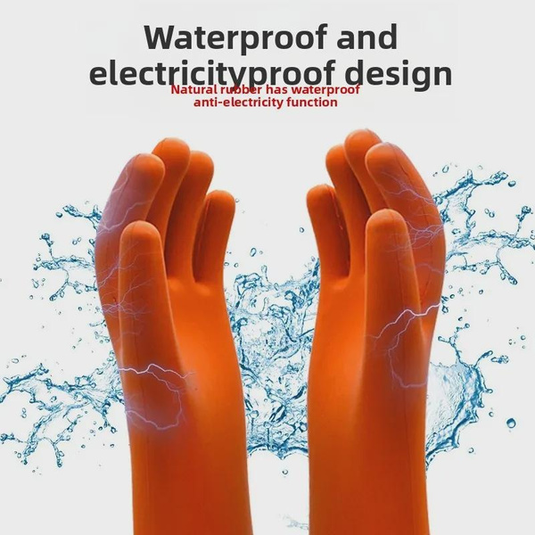 12KV Insulated Gloves for Electrical Work - High Voltage Protection up to 35KV, Durable Rubber for 220V-380V Live Line Operations — image 1 of 24