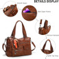 Women'S Large Capacity Genuine Leather Handbag - Elegant Brown Purse with Zipper Closure, Spacious Interior for Work, Travel, Everyday Use - Convertible Crossbody/Handbag/Clutch - Durable & Easy-Clean Design, Leather Purse, Travel Accessory — image 7 of 17