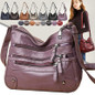Women's Soft Leather Bag Waterproof Multi-Zipper Leather Satchel Outdoor Travel Shoulder Bag Crossbody Bag Casual Handbag Messenger Bag — image 7 of 24