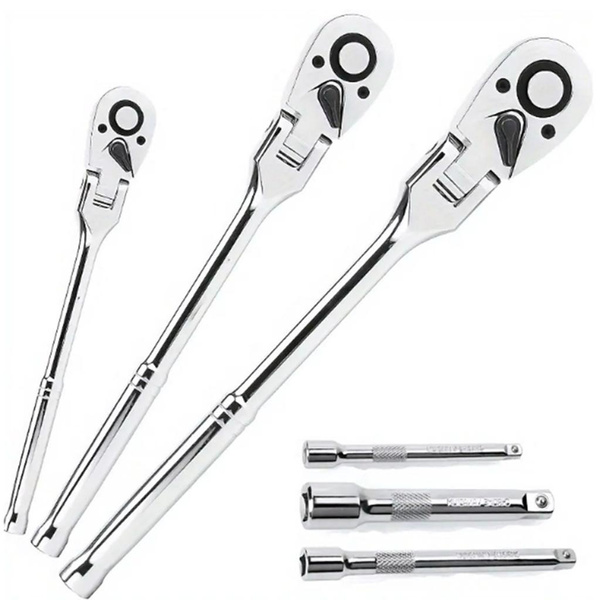 Compactly Ratchet Wrench Tool Kit 1/4 3/8 1/2Inch Drive Steel Swivels Bar Spanner — image 1 of 9