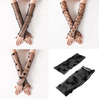 New Summer Driving Half Finger Gloves Sunscreen Hand Fashion Ice Silk Female Long Sleeve Gloves — image 2 of 16