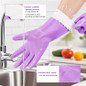 Reusable Dishwashing Cleaning Gloves With Latex Free, Cotton Lining,Kitchen Gloves 2 Pairs,Purple+Blue Medium — image 8 of 8