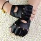 Men Unisex Artificial Leather Half-Finger Gloves Theatrical Punk Hip-Hop Driving Motorcycle Performance Party Fingerless Mittens BEW — image 9 of 14