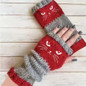 Autumn and winter heart-shaped contrasting color retro warm fashion finger gloves — image 7 of 20