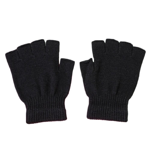1/6 Pairs Adult Winter Knit Half Finger Gloves Color Warm Fingerless Mittens — image 1 of 12