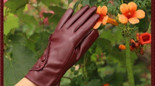 New Winter Ladies Leather Gloves Leather Lace Touch Gloves Warm  Cycling Gloves(3 Colors) — image 11 of 21