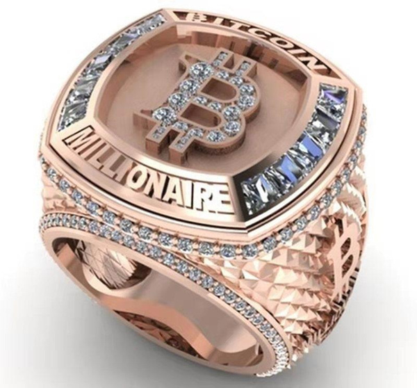 Luxurious Bitcoin Commemorative Ring Creative Metal Punk Hip-hop Rock Trend Men's and Women's Ring Party Light Luxury Gift — image 1 of 4