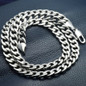 1 Pair(Necklace+Bracelet ) 925 Sterling Silver Solid 7MM Cuban Curb Chain Necklace Mens Silver Bracelet Set — image 10 of 14
