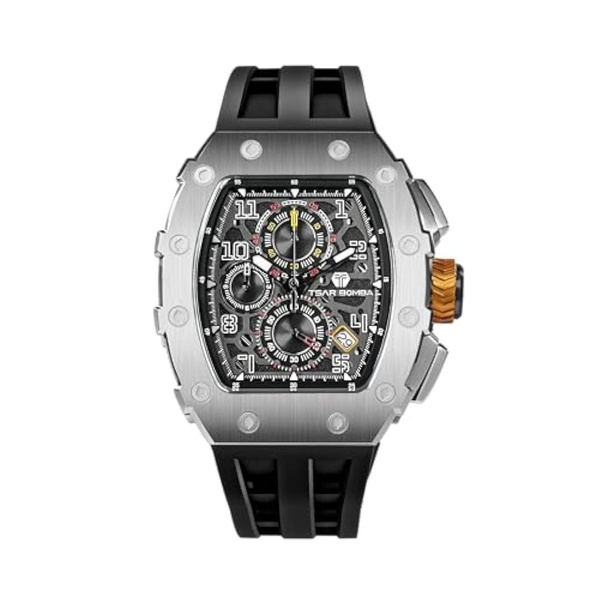 Mens Watches Luxury Tonneau Watches For Men Waterproof 50M Analog Replica Watch Chronograph Calendar Date MenS Dress Business Work Watch Diver Large Square Face Wristwatch — image 1 of 9