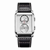 Watches For Men Swiss Mens Watch In Stainless Steel With Leather Strap And Rectangular Sapphire Glass Dial Quartz Movement 50M Waterproof — image 2 of 7