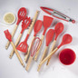 11-Piece Kitchen Utensil Set with Wooden Handles & Silicone Heads, Black & Khaki Storage Caddy — image 13 of 19