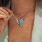 Cute Hummingbird Pendant Necklace Earrings Colorful Charm Jewelry Set for Her — image 7 of 10