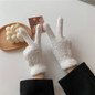 Winter Warm Gloves Stretchy Mittens Adult Coral Velvet Solid Color Full Finger Gloves Skiing Gloves for Cold Weather — image 12 of 33