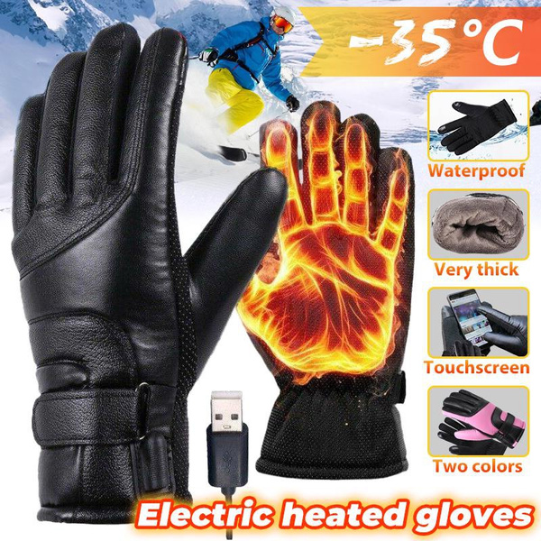 Winter Men Heated Gloves Rechargeable USB Hand Warmer Electric Heating Gloves Winter Cycling Thermal Touch Screen Bike Gloves Windproof Heating Glove,Touch Screen,warm Glove — image 1 of 15