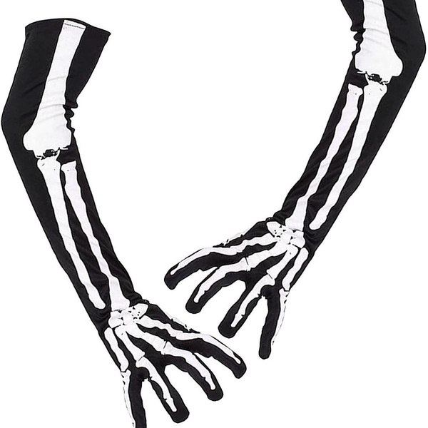 Skeleton Gloves Halloween Costume Accessory - Long Bone Hand Cosplay Prop — image 1 of 12