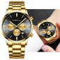 Men Watches Luxury Brand Chronograph Date Wristwatch Male Gold Black Steel Strap Analog Quartz Watch Men Fashion Watch — image 4 of 20