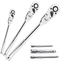 Compactly Ratchet Wrench Tool Kit 1/4 3/8 1/2Inch Drive Steel Swivels Bar Spanner — image 2 of 9