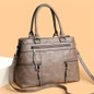Vintage-Style Women’s Satchel Purse - Multi-Layer Crossbody Handbag with Detachable Strap,, Zip Closure, Available in Deep Brown/Grey/Yellow/Black — image 9 of 10