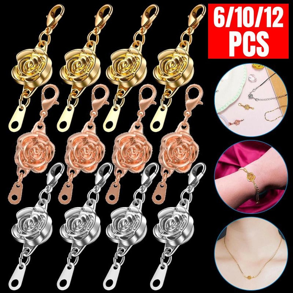 6PCS/10PCS/12PCS Locking Magnetic Clasps Rose Jewelry Magnetic Clasp Necklace Lobster Clasp Closures Magnetic Clasp Connector Chain Extenders for Jewelry Necklace Bracelet — image 1 of 23