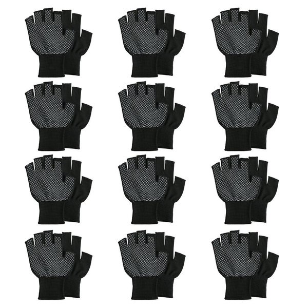 12Pair Fingerless Glove Nonslip Half Fingers Glove Breathable Fitness Gloves — image 1 of 12