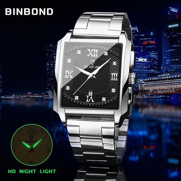 Men's Watches Luxury Stainless Steel Watch Fashion Casual Watches Waterproof Square Male Wristwatches Business Branded Watch Chronograph Watches Horloges Mannen Montre Homme Luxe Quarz Uhr — image 1 of 20