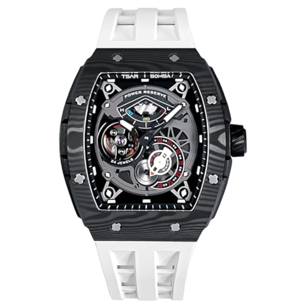 Watchs For Men Automatic  Luxury Tonneau Watch  Energy Storage Indicator  Sapphire Glass  50M Waterproof  Fluororubber Strap  Gifts For Men — image 1 of 8