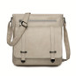 Women's Vintage-Inspired Crossbody Bag - Large Capacity Adjustable Shoulder Strap, Multiple Zippered Compartments, Two-Tone Brown & Black, Secure Metal Hardware for Business Commute & Casual Outings, Classic Mailbag Style, Textured Finish — image 12 of 12