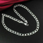 1 Pair(Necklace+Bracelet ) 925 Sterling Silver Solid 7MM Cuban Curb Chain Necklace Mens Silver Bracelet Set — image 11 of 14