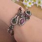 Blucome Latest Vintage Women Party Bangles Red Acrylic Resin Lily Flower Bracelets Full Crystals Turkish Bijuterias Hand Jewelry — image 9 of 14