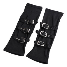 Punk Style Black Mesh Fingerless Gloves with Wrist Strap — image 3 of 8