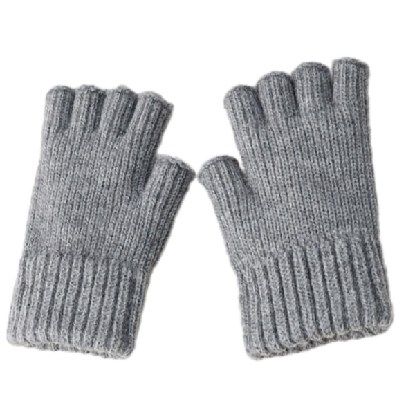 Fashion Gloves Solid Color Knitted Gloves Half Finger Gloves for Office Workers — image 1 of 15