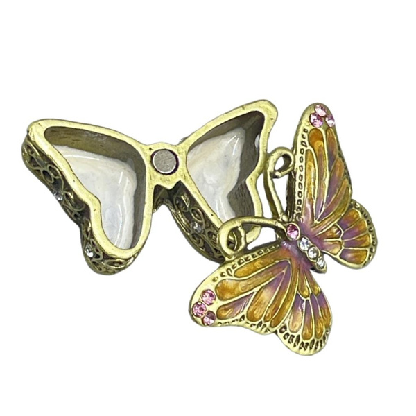 Bejeweled Jewelry Trinket Box Hinged Hand Painted Jewelry Box Earrings Holders — image 1 of 12