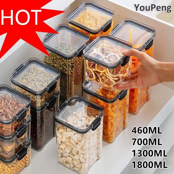 460-1800ML Kitchen Storage Box Sealing Food Storage Container Preservation Plastic Refrigerator Noodle Box Multigrain Storage Pot Milk Powder Container — image 1 of 17