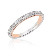 Enchanted Disney Fine Jewelry Belle Wedding Band for Women 14K White and Rose Gold 1/6 CTTW Natural White Round Diamonds Disney Princess Inspired Jewelry Gifts for Her — image 2 of 5
