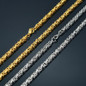 Man's Fashion Jewelry 4MM Silver Gold Plated Stainless Steel Byzantine Link Chain Necklace for Men — image 5 of 18