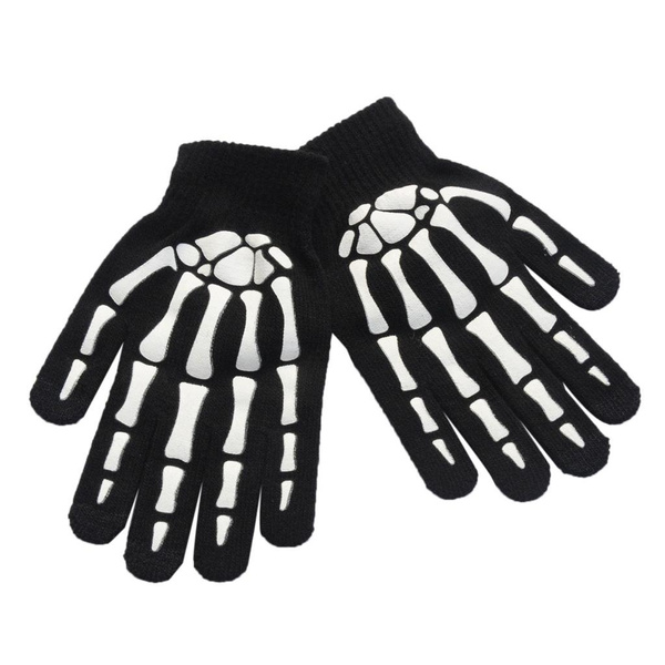 1 Pair Skeleton Gloves Unisex Claw Ghost Bone Knitted Mittens — image 1 of 11