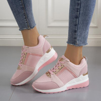 Women's Casual Sports Shoes with Round Toe and Wedge Heel, Cross Strap Athletic Sneakers in Extended Sizes — image 2 of 11