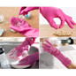 2 Pairs Reusable Waterproof Non-Slip Honeycomb Grip Latex Rubber Gloves With Hang-Dry Hooks/Hanging Loops For Dishwashing Household Cleaning Cooking (Medium) — image 7 of 9