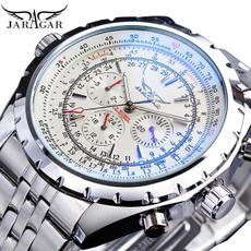 Jaragar 3 Dial Men's Automatic Watch Stainless Steel Mechanical Men's watches Date Week Display Luminous Wristwatch Blue Glass — image 3 of 7