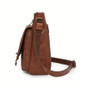 Women's Vintage-Inspired Crossbody Bag - Large Capacity Adjustable Shoulder Strap, Multiple Zippered Compartments, Two-Tone Brown & Black, Secure Metal Hardware for Business Commute & Casual Outings, Classic Mailbag Style, Textured Finish — image 5 of 12