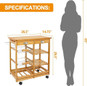 Wooden Kitchen Utility Island Cart W/ Shelves Drawers Trolley Stand Natural — image 5 of 8